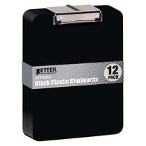 Clipboard Better Office Products Black Plastic, pacote com 12