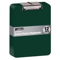 Clipboard Better Office Products Green Plastic, pacote com 12