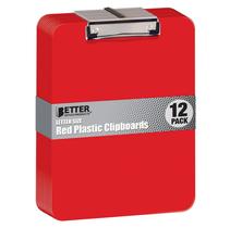Clipboard Better Office Products, plástico vermelho, pacote com 12