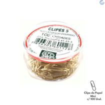 Clipe 5 Mini c/ 100 und Aço Latonado Dourado - ACC Clipe 5 Mini c/ 100 und Aço Latonado Dourado - ACC