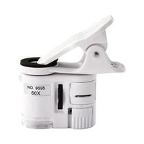 Clipe 60X no microscópio com luz UV LED lupa de joias para foco de celular ajustável