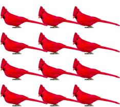 Clipe artificial Red Cardinal Birds Alpurple x12 para o Natal