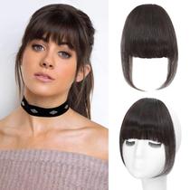 Clipe de cabelo Carendia Bangs Cabelo humano Castanho escuro Franja francesa
