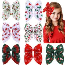 Clipe de cabelo CN 7 peças, laços de Natal de 11,5 cm para meninas Clipe de cabelo CN 7 peças, laços de Natal de 11,5 cm para meninas