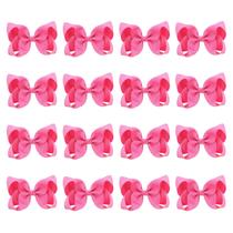 Clipe de cabelo DEEKA 16 peças de laços rosa choque de 10x7 cm