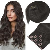 Clipe de cabelo em extensões Sunny Hair Real Human Hair 105 g, marrom acinzentado, preto, 35 cm