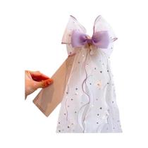 Clipe De Cabelo Em Malha Com Laço Para Meninas, Clipe Superior Para Coque De Princesa, Acessório