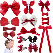 Clipe de cabelo LMYMHMLM 18 peças Red Bows, conjunto de presente para meninas