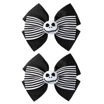 Clipe de cabelo Nuolich, 2 peças, laço de caveira, preto, branco, 10 cm