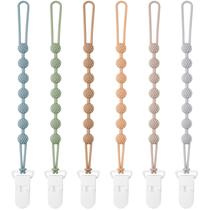 Clipe de chupeta Eascrozn Silicone, pacote com 6 unidades para bebês, meninos e meninas Clipe de chupeta Eascrozn Silicone, pacote com 6 unidades para bebês, meninos e meninas