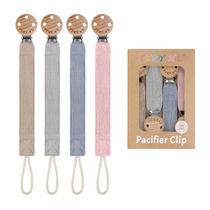Clipe de chupeta, pacote com 4 clipes de madeira TYRY.HU Soft Strap Clipe de chupeta, pacote com 4 clipes de madeira TYRY.HU Soft Strap
