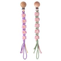 Clipe de chupeta Symbolife Daisy Macrame Cotton 30 cm feito à mão Clipe de chupeta Symbolife Daisy Macrame Cotton 30 cm feito à mão