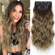 Clipe de extensão de cabelo KookaStyle em comprimento e ondulado de 50 cm, 4 peças