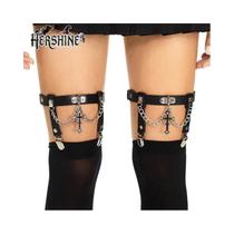 Clipe De Meia E Perna Feminino Preto Com Strass Estilo Gótico Punk Y2K Acessório De Halloween