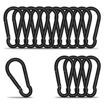 Clipe de mosquetão KINLINK Black, pacote com 15 unidades, pesado, com 8 cm de comprimento