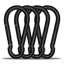 Clipe de mosquetão KINLINK, pacote com 4 unidades, preto, mola pesada de 10 cm