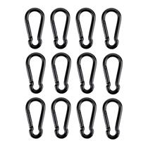 Clipe de mosquetão Spring Snap Hook 12 peças - M4 4 cm 50 kg preto