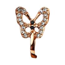 Clipe De Nariz Em Forma De Borboleta Dourado Com Pedra CZ, Zircônia Cúbica Preta Clara, Anel Em