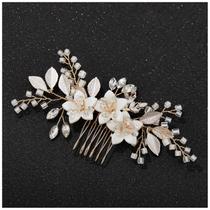 Clipe de pente de cabelo de casamento SWEETV Bridal Crystal Gold Accessory Clipe de pente de cabelo de casamento SWEETV Bridal Crystal Gold Accessory