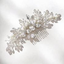 Clipe de pente de cabelo SWEETV feito à mão com strass para casamento nupcial Clipe de pente de cabelo SWEETV feito à mão com strass para casamento nupcial