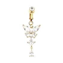 Clipe de Piercing de Umbigo Falso Longo - Modelo Borboleta Clipe de Piercing de Umbigo Falso Longo - Modelo Borboleta