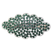 Clipe de presilha de cabelo Faship, lindo strass floral verde