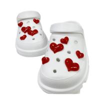 Clipe De Sapato Em Forma De Coração 3D Vermelho 10pcs Decoração DIY Para Sapatos De Jardim Sandálias Clipe De Sapato Em Forma De Coração 3D Vermelho 10pcs Decoração DIY Para Sapatos De Jardim Sandálias