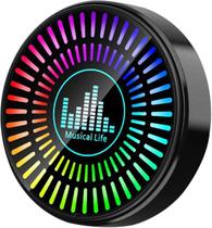 Clipe de ventilação para purificador de ar de carro com luz LED rítmica RGB preta