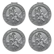 Clipe de Viseira para Carro ANOWVI com Medalha de São Cristóvão - Pacote com 4 Clipe de Viseira para Carro ANOWVI com Medalha de São Cristóvão - Pacote com 4