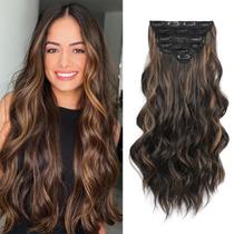 Clipe Fliace para extensões de cabelo em preto com reflexos de caramelo Clipe Fliace para extensões de cabelo em preto com reflexos de caramelo