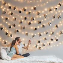 Clipe fotográfico String Light BRYUBR 33Ft 100LED Fairy Lights com clipes