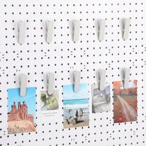 Clipes de acessórios Pegboard CroBlissful, 10 peças de metal branco