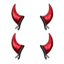 Clipes de cabelo ANIUHL Red Devil Horns Glitter embrulhados em couro Clipes de cabelo ANIUHL Red Devil Horns Glitter embrulhados em couro