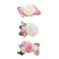 Clipes de cabelo Cherrboll, conjunto de 3 peças de laço floral para bebês e meninas