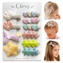 Clipes de cabelo Cherssy Mermaid Glitter 10 unidades para meninas