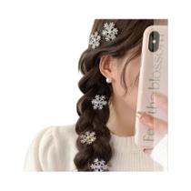 Clipes De Cabelo Em Forma De Floco De Neve Com Strass Brilhante Para Mulheres, Pacote Com 5, Clipes