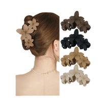 Clipes De Cabelo Em Forma De Flor Antiderrapantes Para Mulheres, 4 Peças, Grande Clipes De Estilo