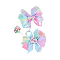 Clipes De Cabelo Em Forma De Laço De Doces Coloridos, Acessórios Diários Para Meninas, 2 Peças Clipes De Cabelo Em Forma De Laço De Doces Coloridos, Acessórios Diários Para Meninas, 2 Peças