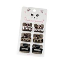 Clipes De Cabelo Femininos Antiderrapantes Em Estilo Tartaruga E Leopardo, 6PCS, Acessórios De
