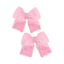 Clipes De Cabelo Florais Para Meninas 2 Peças Elegantes Com Laços De Pérolas Acessórios Escolares