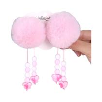 Clipes De Cabelo Fofos Com Pom-Pom E Contas De Borboleta Para Meninas, Conjunto De 2 Peças De