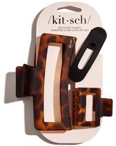 Clipes de cabelo Kitsch Assorted Strong Hold Black & Tortoise 3 peças Clipes de cabelo Kitsch Assorted Strong Hold Black & Tortoise 3 peças