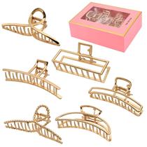 Clipes de Cabelo LUKACY - Pacote com 6 - Metal Grande (10cm) - Dourado