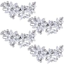 Clipes de cabelo PAGOW Crystal Flower Bride Wedding Silver x4