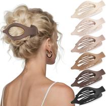 Clipes de cabelo planos Oeusnael French Concord Lay Down Claw 6 unidades