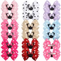 Clipes de cabelo Qearl Mouse Ears Bow para meninas Red Polka Dot x16