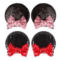 Clipes de cabelo RCRAJE Sequin Mouse Ears com glitter Bow, 2 pares