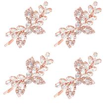 Clipes de cabelo Waydress Leaf Pearl Crystal Bridal Hairpins x4 Clipes de cabelo Waydress Leaf Pearl Crystal Bridal Hairpins x4