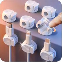 Clipes de cabo Chfeila, pacote com 8 unidades, organizador de cabos Dual Spring White Clipes de cabo Chfeila, pacote com 8 unidades, organizador de cabos Dual Spring White