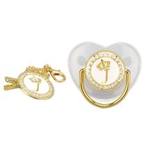 Clipes de chupeta Focket Baby Girl Rhinestone 26 letra J